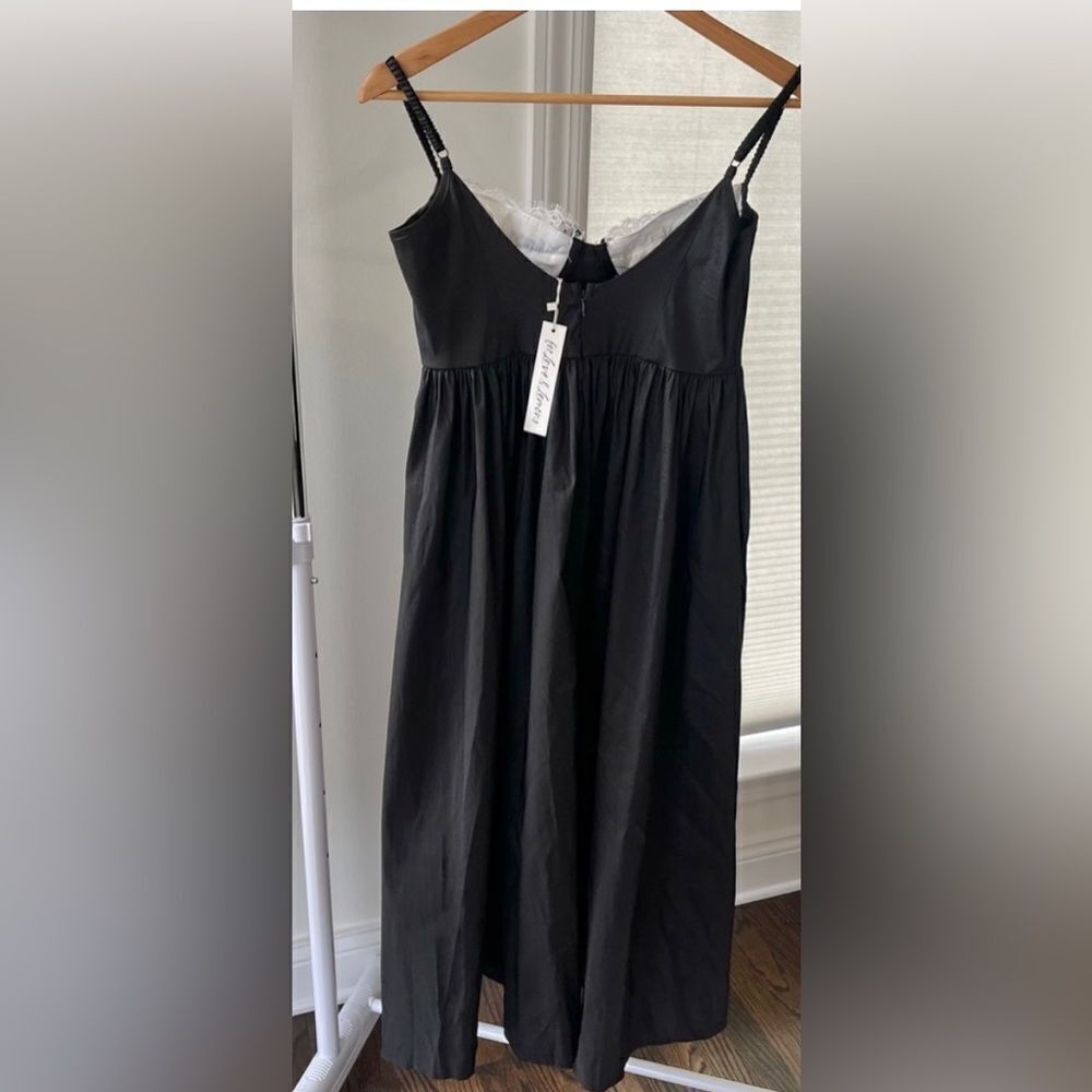 For‎ Love And Lemons Doris Taffeta Midi Corset Dress Black White Lace Medium NWT - Picture 9 of 16